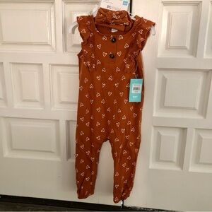 NEW PL Baby Girl’s Headband + One Piece in Brown Heart Patterned 24 months